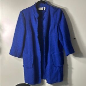 Chico’s Blue Textured Tweed Jacket